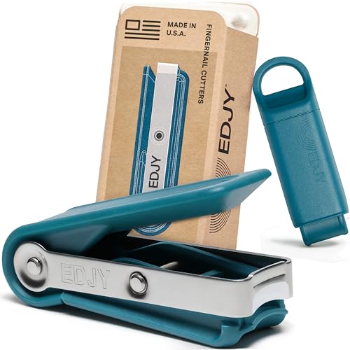EDJY Fingernail Cutter - Precision Stainless Steel Nail Cutter for Fingernails | Sharp Blade, Ergonomic Design, Durable & Rust-Resistant | Ideal for Men and Women | EDJY Blue - color: Edjy Blue