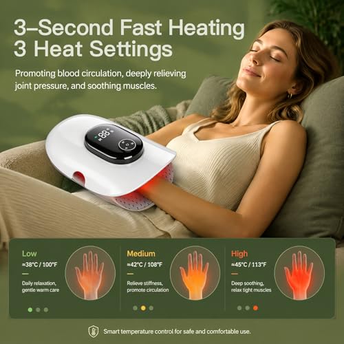 Hand Massager with Heat and Compression, Finger Stretch&Knuckle Stretching, 4 Massage & 5 Compression & 3 Temperatures Modes, Gifts for Women Men (Green) - color: Green26