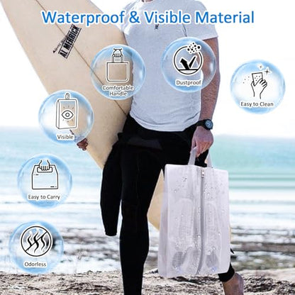 SelfTek Shoe Bags for Travel - 3 Pack 1 Size Double-Sided Zipper Shoe Bag for Men & Women, Waterproof Portable Shoe Storage Pouch with Handle, Family Travel Accessories - Medium Size - style: 3 Pack-1 Size