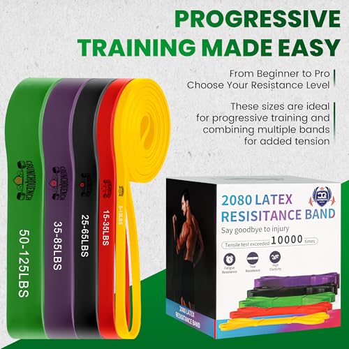 Resistance Bands – Heavy Duty Pull Up Assistance Bands and Powerlifting Exercise Bands Set for Men & Women, Home Fitness, Body Stretching, Strength Training, and Physical Therapy