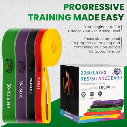 Resistance Bands – Heavy Duty Pull Up Assistance Bands and Powerlifting Exercise Bands Set for Men & Women, Home Fitness, Body Stretching, Strength Training, and Physical Therapy
