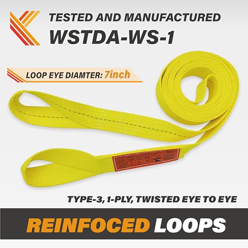 1-Ply Lifting Sling Straps 2”x 20ft - 3100lbs Vertical Capacity Heavy Duty Flat Eye Lift Sling, for Rigging Moving Towing Hoisting -2Pack - Kodiak Straps - color: 2 PACK, size: 2inch x 20ft