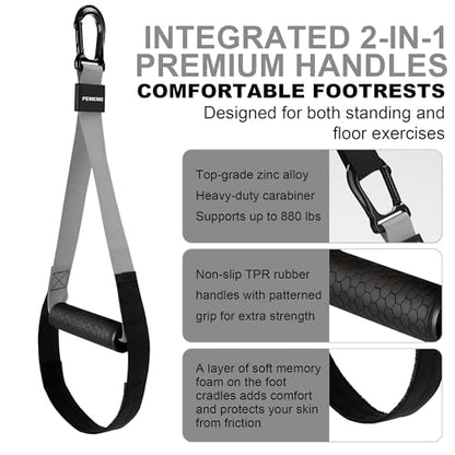 Home Resistance Training Kit | Full-Body Workout with Suspension Trainer Straps, Door Anchor, Handles, and Carrying Bag | Complete Home Gym Equipment - color: Grey