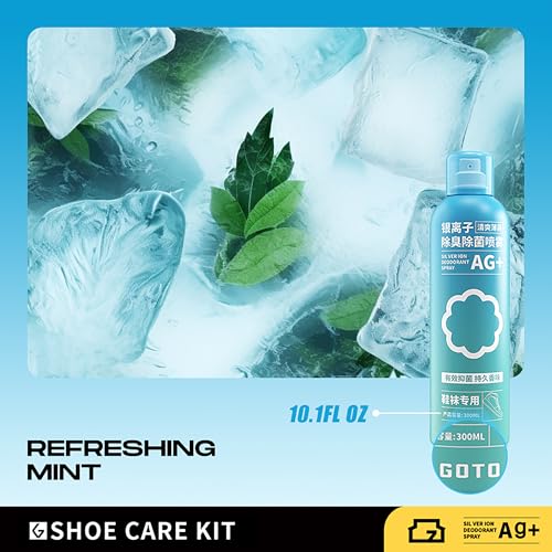 GOTO Shoe Deodorizer Spray 10Fl oz, Shoe Odor Elimination, Fit for Shoes, Sneakers, Boots, Suede and Nubuck (Mint Scent)