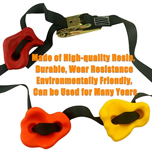 Ogrmar 15 Packs Ninja Tree Rock Climbing Holds Kits with 6 Ratchet Straps for Kids & Adults Outdoor Backyard Ninja Tree Obstacle Course Training