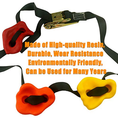 Ogrmar 15 Packs Ninja Tree Rock Climbing Holds Kits with 6 Ratchet Straps for Kids & Adults Outdoor Backyard Ninja Tree Obstacle Course Training