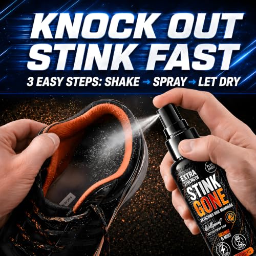 Stink Gone Shoe Deodorizer Spray - Extra Strength with Enzyme Formula for Shoe Odor Elimination in All Footwear, 3.4oz