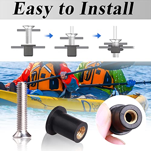 WEDAMER 72 Pairs M4 M5 M6 Neoprene Well Nuts with Stainless Steel Screw M5 Rubber Well Nuts Kayak Brass Copper Bolts Well Nut Kit for Kayak Motorcycle Boat Marine Windscreen Accessories (M4 M5 M6) - color: M4/M5/M6 Each 24 Pairs
