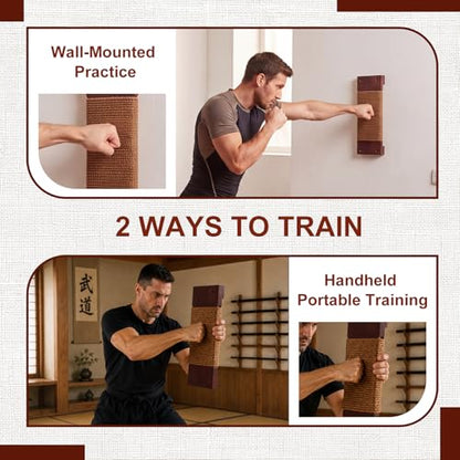 SiliFine 14.5" x 5" Wall Mount Makiwara, Solid Beech Wood Punching Board, Pre-drilled Holes for Easy Wall Mount, Martial Arts Training Equipment, Home Gym Garage Dorm (Brown)