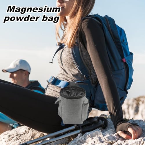 Rock Climbing Chalk Bag Adjustable Belt, Drawstring Closure | Chalk Organizer for Rock Climbing, Bouldering, Weightlifting, Gymnastics, Adults Women Men - color: Gray