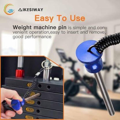 Universal Magnetic Weight Stack Pin with Pull Rope - Heavy Duty Gym Pin for Weight Stack Machines | Commercial & Home Gym Accessories | Replacement Weight Pins for Strength Training Equipment - color: Blue