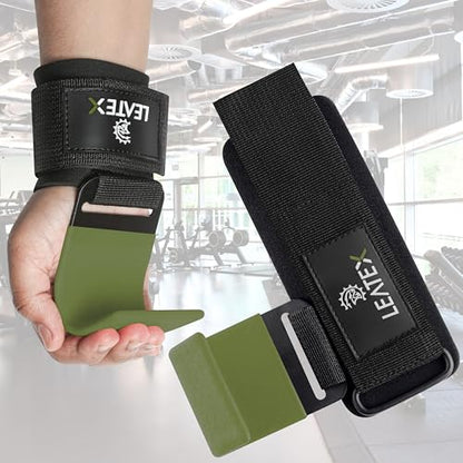 Weight Lifting Hooks (Pair) for Deadlifts, Pull Ups, Rows & Shrugs - Anti-Rip Nylon Strap Hand Grips with Thick Wrist Padding - Heavy Duty Wrist Straps for Weightlifting & Gym Workouts - color: Green Black