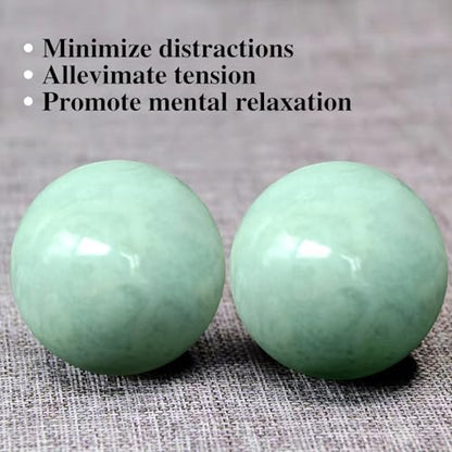 Traditional Chinese Baoding Balls, Marble Health Exercise Stress Relief Balls, Green, 2-Piece Set (Green, Medium-1.57") - color: Green, size: Medium-1.57"