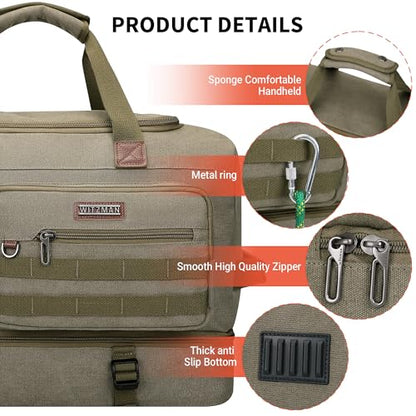 WITZMAN Duffle Bag for Men 50L Travel Canvas Weekender with Toiletry Bag | With Shoe Compartment and Dry-wet Pocket, Convertible, Carry On, One Duffel for Gym, Sports, Overnight, A8010/2 Army Green - color: Army Green