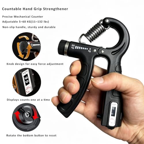 Hand Grip Strength Trainer Kit Wrist and Forearm Developer Strengthener - color: Pure Black
