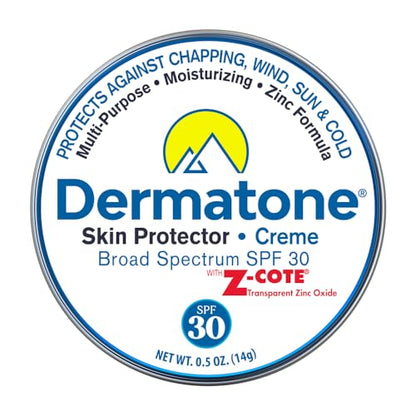Dermatone Skin Protector w/Zinc | Skin Balm for Face & Lips | Barrier Cream for Sun, Wind & Cold | SPF 30 Zinc Sunscreen | Moisturize, Heal & Repair Dry Skin, 0.5 oz - size: 0.5 Ounce (Pack of 1)