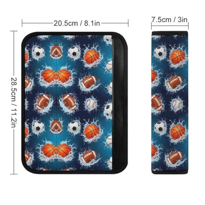 2 Pack Sports Balls Basketball Baseball Football Soccer Car Seat Belt Pad Soft Padded Seat Belt Cushion for Child, Stroller Pushchair High Chair, Shock Absorption - color: Pattern 175