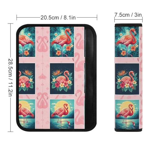 Universal Fit Seat Belt Cover for Adult Use, Stroller Pushchair High Chair, 2PCS Flamingo Tropical Animal Floral Plaid Harness Pads Strap Shock Absorption - color: Pattern 923