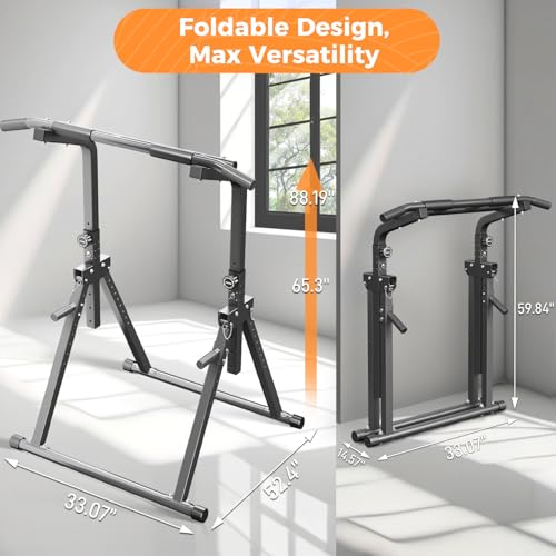 ZENOVA Pull Up Bar, Multi-Function Pull Up Dip Bar Station, Home Gym Workout Strength Training Equipment for Men Women Muscle Building - color: Foldable Pull Up