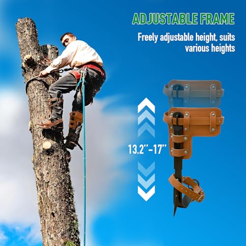 Tree Climbing Spikes Set,Tree Climbing Gear, 1 Pair Alloy Steel Climbing Spurs,350lbs Load Capacity, Arborist Equipment for Climbers, Fruit Picking and Lumberjack - color: Brown Climbing Spikes Set C