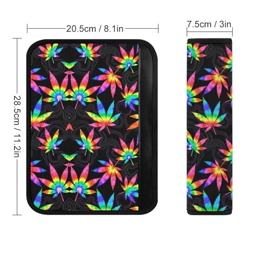 2PCS Tie Dye Weedleaf Leaves Car Seat Straps Shoulder Pads Universal Soft and Comfortable Seat Belt Covers Cushion for Child, All Vehicles, Shock Absorption - color: Pattern 655