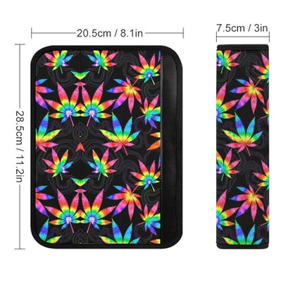 2PCS Tie Dye Weedleaf Leaves Car Seat Straps Shoulder Pads Universal Soft and Comfortable Seat Belt Covers Cushion for Child, All Vehicles, Shock Absorption - color: Pattern 655