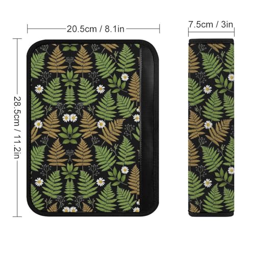 2 Pack Universal Soft and Comfortable Seat Belt Cover for Kids, Car Seats Pushchair Strollers High Chair Pushchair, Botanical Plant Fern Leaves Seat Belt Cushion - color: Pattern 142