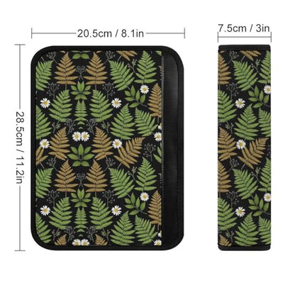 2 Pack Universal Soft and Comfortable Seat Belt Cover for Kids, Car Seats Pushchair Strollers High Chair Pushchair, Botanical Plant Fern Leaves Seat Belt Cushion - color: Pattern 142