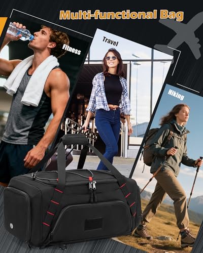 Smasrob 26L Gym Duffle Bag with Backpack Straps, Shoe Compartment and Wet Pocket, Small Duffle Bag for Travel and Sports, Black