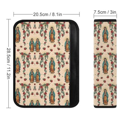 Universal Soft and Comfortable Seat Belt Shoulder Pad for Adult Use, Most Cars, 1 Pair Red Rose Guadalupe Virgen Harness Pads Strap Anti-Slip Pad - color: Pattern 34