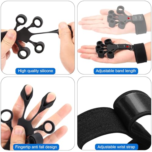2Pcs Adjustable Finger Resistance Bands for Guitarists, Climbers, Typists, Gamers - color: BLUE