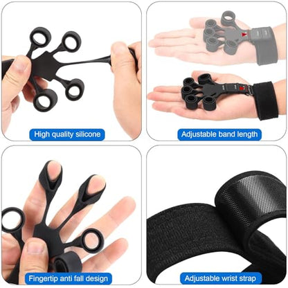 2Pcs Adjustable Finger Resistance Bands for Guitarists, Climbers, Typists, Gamers - color: BLUE