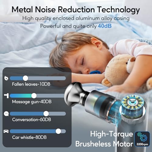 arboleaf Mini Massage Gun Deep Tissue with Metal Heads, Muscle Massager | Premium All-Metal Attachments with a Compact Design and Quiet Motor for Targeted Recovery at Home, the Gym, or on the Go - color: Lightgray