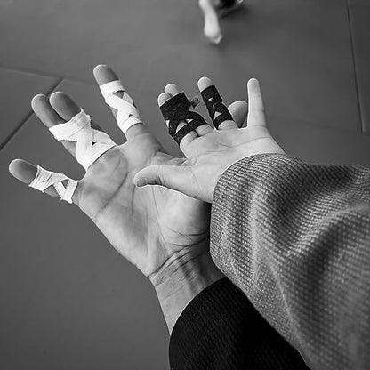 Bighorn Athletics Pro Series Jiu-Jitsu Finger Tape, 8-Rolls with Tin Holder, Enhanced Extra Strength, Residue-Free (0.3-Inch, Black) - color: Black