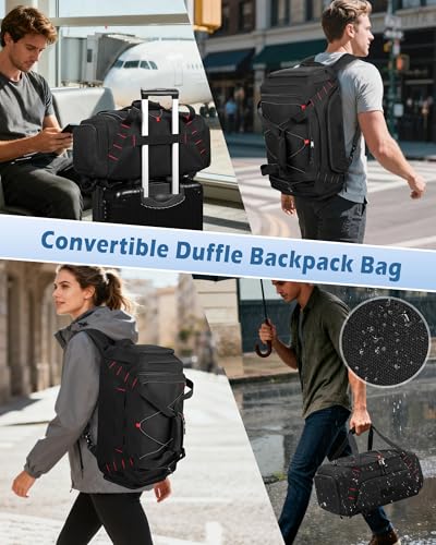 Smasrob 26L Gym Duffle Bag with Backpack Straps, Shoe Compartment and Wet Pocket, Small Duffle Bag for Travel and Sports, Black
