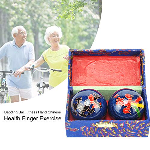 2 Pcs Baoding Balls, Chinese Health Exercise Stress Balls, Meditation Massage Handball with Box, Hand Exercise Ball for Hand Remedy and Stress Relief(Color:Blue Taiji) - color: Blue Taiji