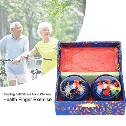 2 Pcs Baoding Balls, Chinese Health Exercise Stress Balls, Meditation Massage Handball with Box, Hand Exercise Ball for Hand Remedy and Stress Relief(Color:Blue Taiji) - color: Blue Taiji
