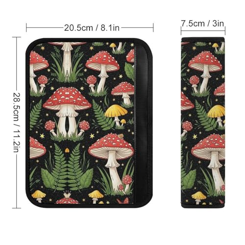 2 Piece Soft Padded Car Seat Belt Pad for Elderly Support, Stroller Pushchair High Chair, Wild Mushrooms Shoulder Harness Cover, Shock Absorption - color: Pattern 956