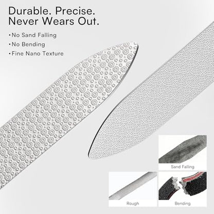 Makartt Metal Nail File for Natural Nails: Stainless Steel File, 1PC | Dual-Sided Coarse & Fine Grinding Surface, Precision, Durable, Nail Care Tool with Leather Case, for Women & Men - color: Metal nail file-1pc