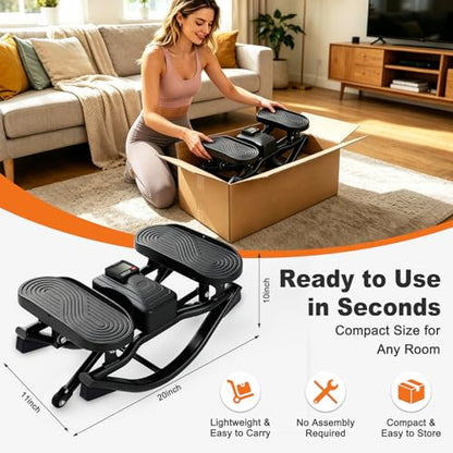 Rocking Steppers for Exercise at Home 3D Motion Stair Stepper with Resistance Bands 350 LBS Loading Capacity Exercise Equipment Low-Impact Balance Board for Full Body Workout - color: Black