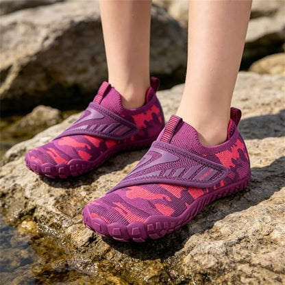 KUBUA Versatile Kids Water Shoes Boys Girls Quick Dry Swim Aqua Socks | Wide Toe Box, Lightweight, Barefoot-Style, Breathable, Beach, Pool, Kayak, Water Parks, Hiking, Toddler, Little Kid, Big Kid - color: Purple, size: 5 Big Kid