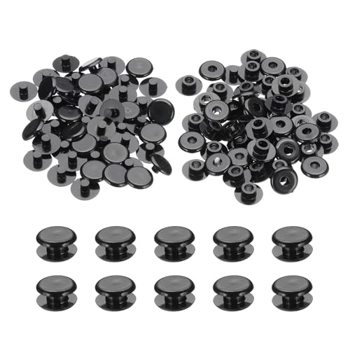 PATIKIL M5x3mm Plastic Binding Post, 50 Sets Plastic Chicago Screws Binding Screw Rivet Post Press-on Buckle for Leather Scrapbook Photo Albums, Black - color: Black, size: M5x3mm