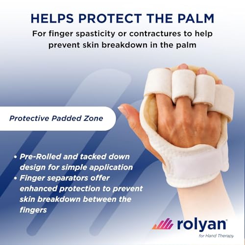 Rolyan Palm Protector with Finger Separators, Contracture, Left Hand | Sherpa-lined palm cushion with finger separators guards the palm and helps prevent finger contracture - size: With Finger Separator, style: Left Hand