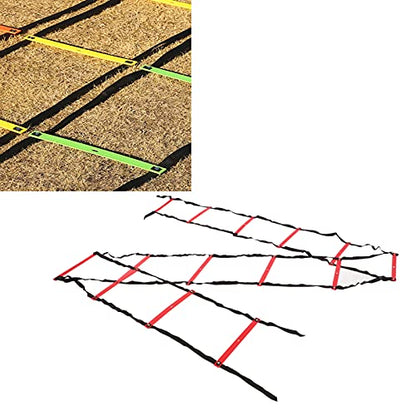 banapoy Agility Ladder, 14 Rung Fixed Distance 7M Speed Ladder, PP Material Training Equipment with Angle Marks and Lightweight Non Slip Design for Soccer Football Fitness Coaches Athletes - color: Red