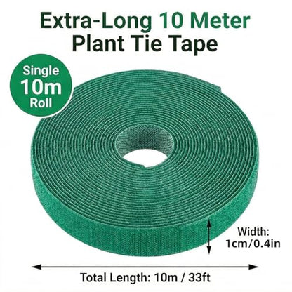 32.8ft Garden Plant Ties, Reusable Green Nylon Plant Tape for Climbing Plants, Tomato Vines & Flower Support, Adjustable Hook and Loop Garden Straps for Trellis & Wall Fixing - size: 1 Pack 32.8 Feet