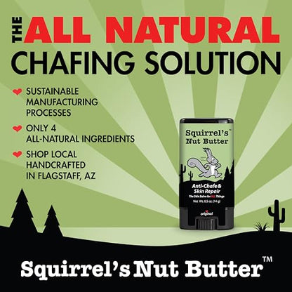 Squirrel's Nut Butter Travel Size Anti Chafe Stick | All Natural Chafe Prevention & Skin Care for Athletes, Runners & Adventurers | Thighs, Arms, Pack Straps & More | 0.5 oz - size: 0.5 Ounce (Pack of 1)