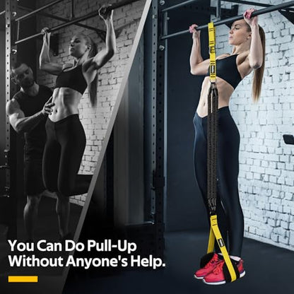 Pull Up Assistance Bands Set, Heavy Duty Adjustable Pull Up Assist Band with Feet Rest, Strength Training Bands for Home Gym Fitness, Pull-Up Bar, Calisthenics and Body Stretching - color: Yellow