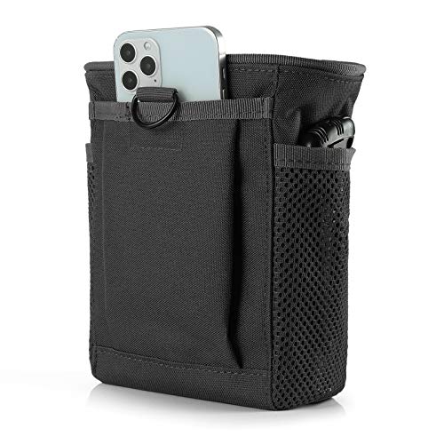 FRTKK Tactical Molle Drawstring Magazine Dump Pouch Outdoor Ammo Pouch, Adjustable Military Utility Belt Fanny Hip Holster Bag - color: Black