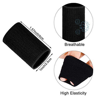 Civaner 12 Finger Sleeves for Arthritis Sports Breathable Elastic Finger Straps Joint Compression Protectors for Sport Relieve Painful Compression Pressure (Black)