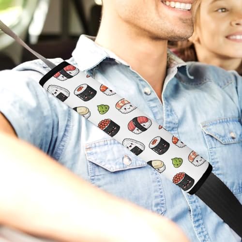 2 Pack Universal Fit Seat Belt Shoulder Pad for Kids, Car Seats Pushchair Strollers High Chair Pushchair, Sushi Shoulder Protector, Anti-Slip Pad - color: Pattern 154
